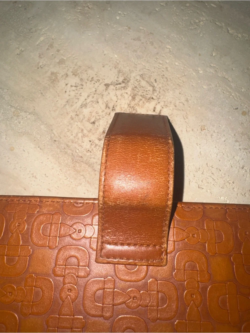 Gucci Cognac Leather Planner with Embossed Monogram